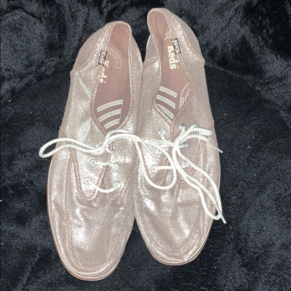 Keds size 8 sparkle pink loafers